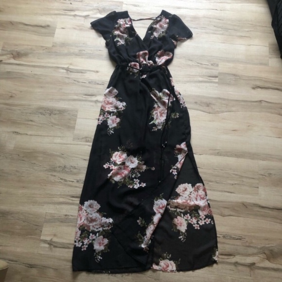 Maurices Black and Pink Floral Maxi Dress - Picture 3 of 7
